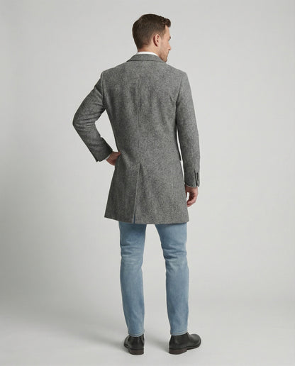 Herren Mantel Elegant Herbst Leder