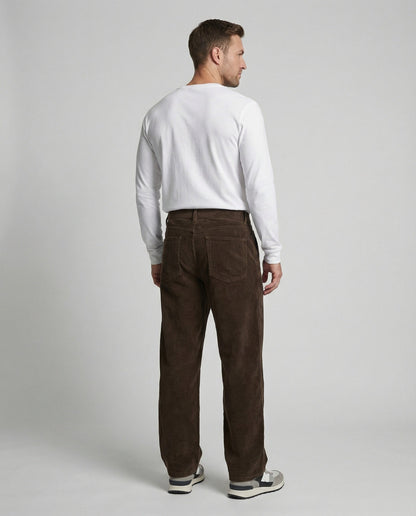 Herren Cordhose Weit Kordelzug Beige