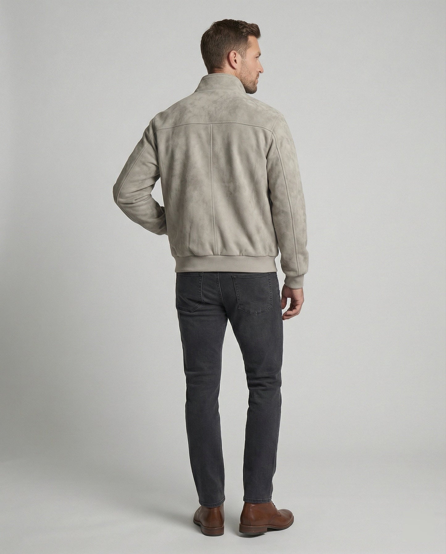 Herren Veloursjacke Kurz Stehkragen - Norvielle