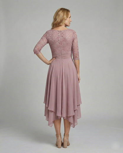 Damen Abendkleid Midi 3/4-Ärmel