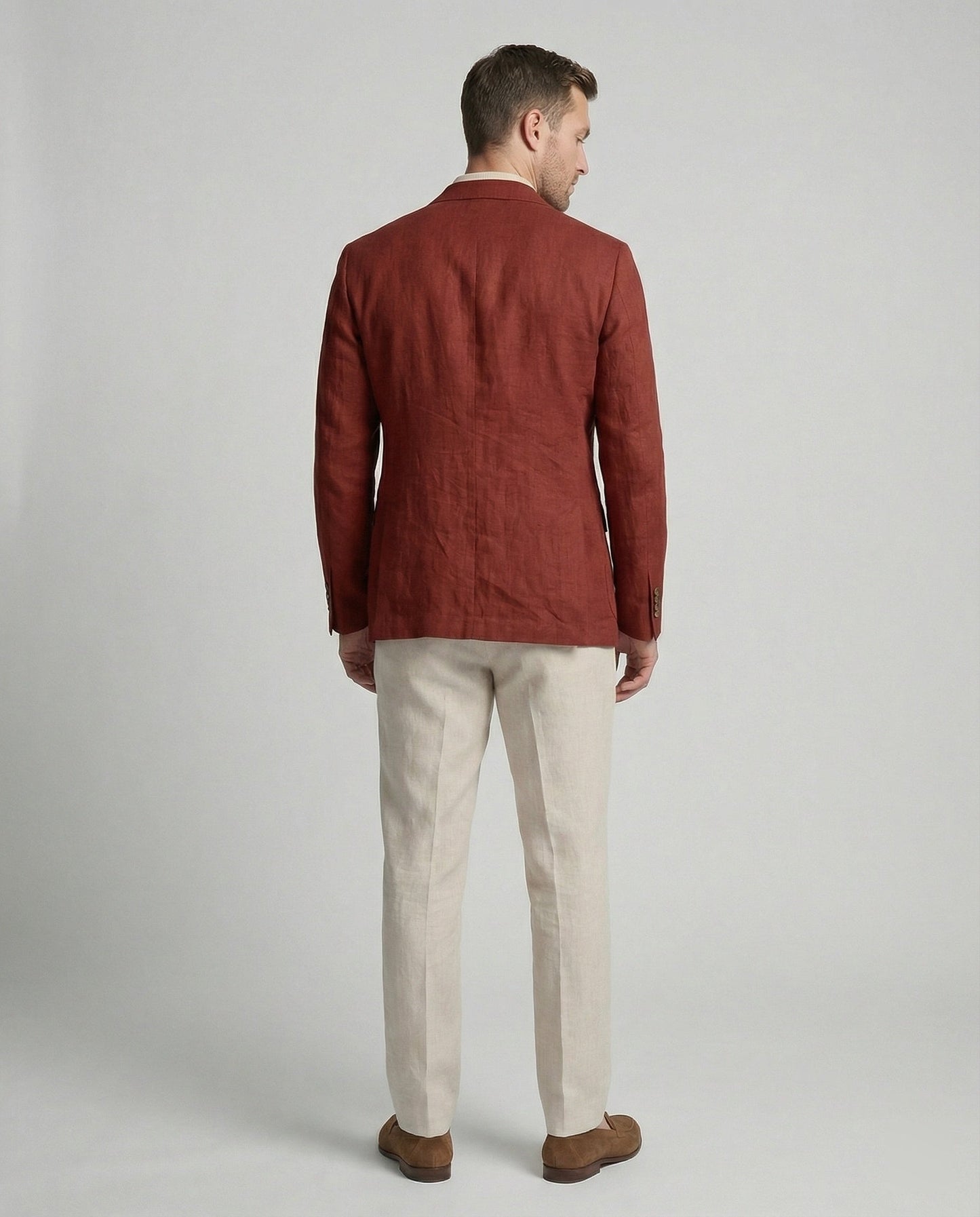 Herren Leinen Sakko Ein-Knopf-Modell Beige Sommer