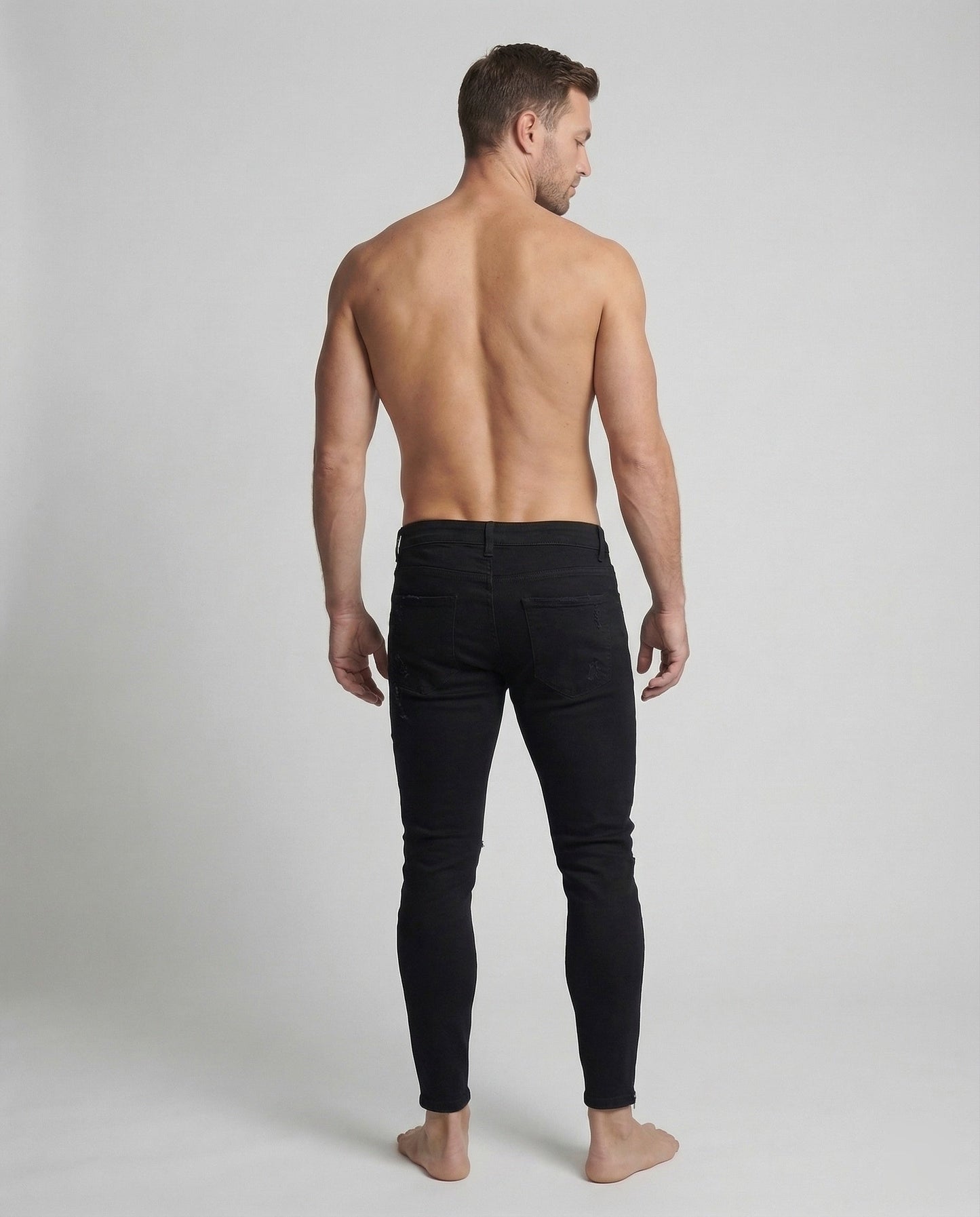 Herren Skinny Jeans Risse Reißverschluss