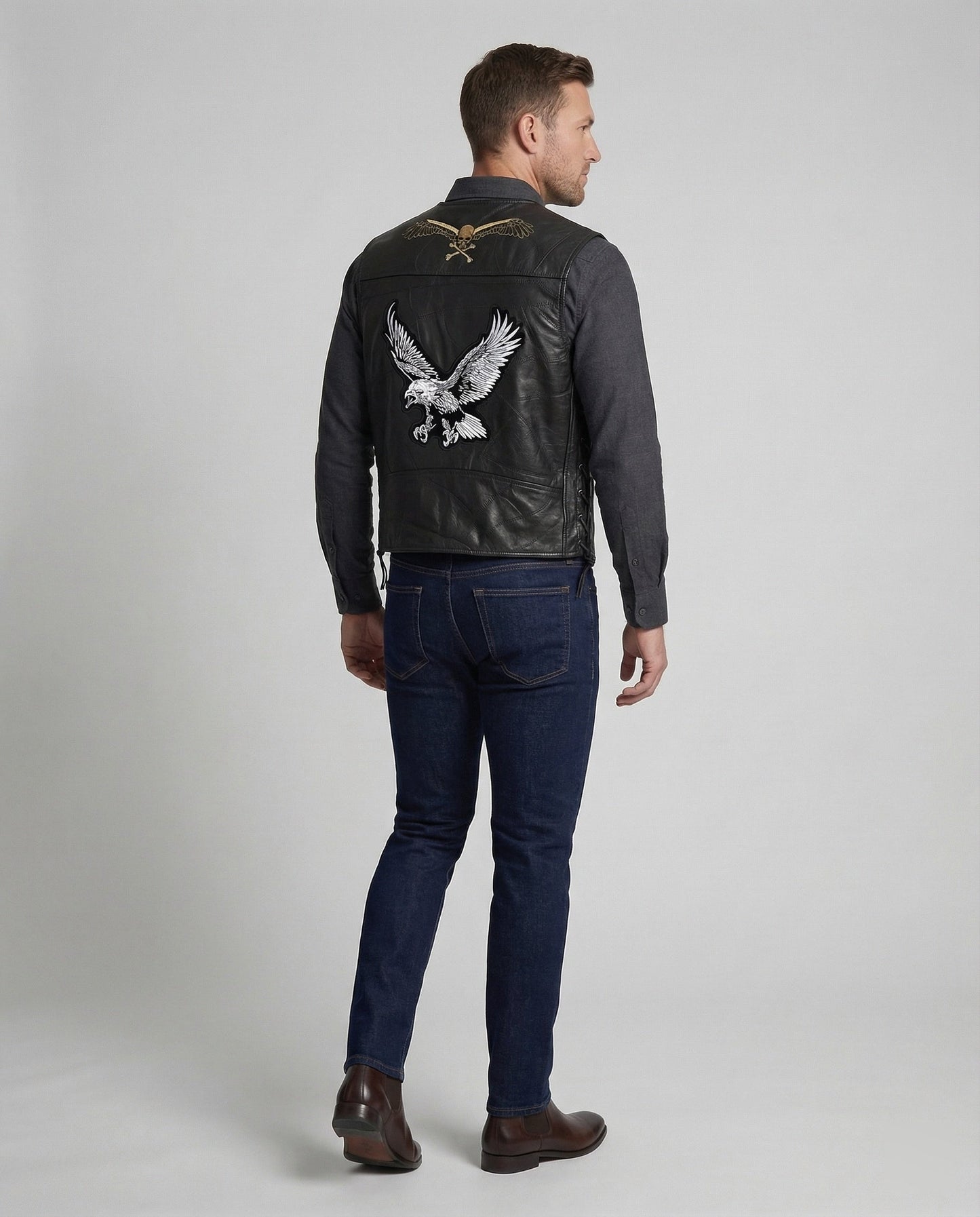 Herren Lederweste Biker Stil Schwarz - Norvielle