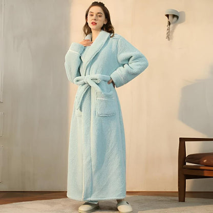 Fleece Bademantel für Herren Damen weich grau