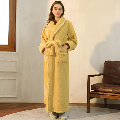 Fleece Bademantel für Herren Damen weich grau