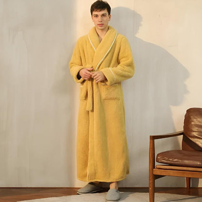 Fleece Bademantel für Herren Damen weich grau