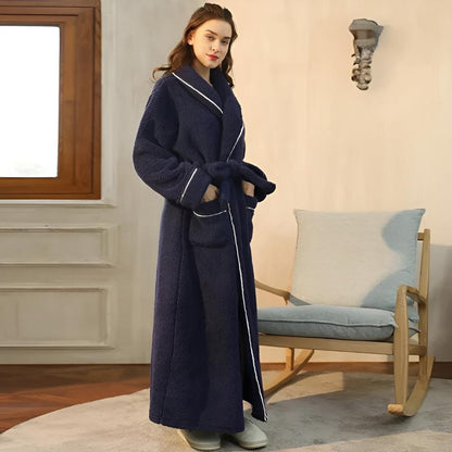 Fleece Bademantel für Herren Damen weich grau