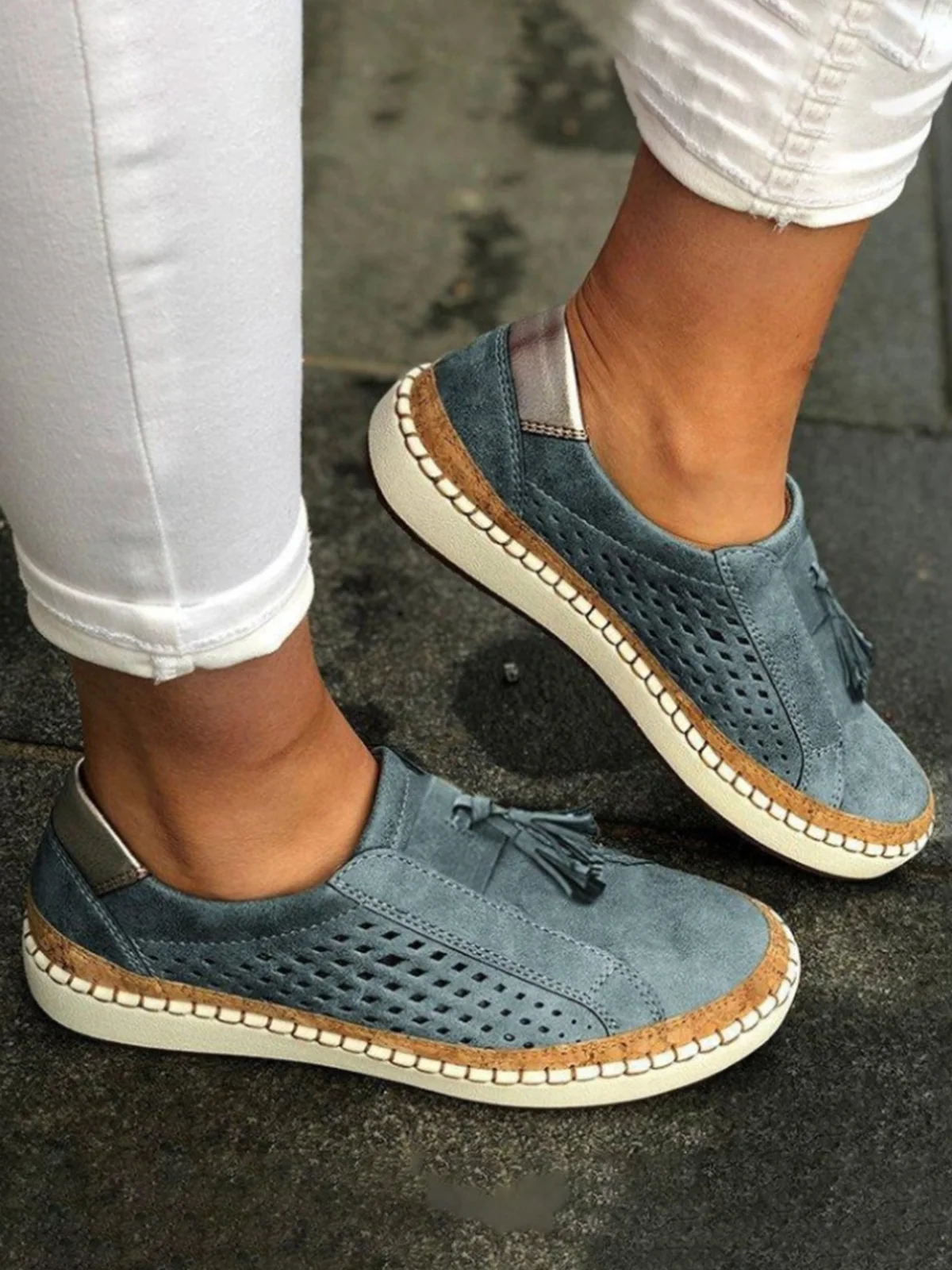 Damen Sneaker Atmungsaktiv Runde Spitze Flacher Absatz