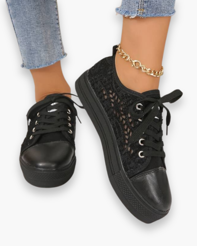 Damen Sneaker Atmungsaktives Mesh Elegant Spitze