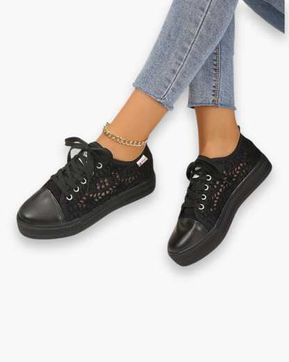 Damen Sneaker Atmungsaktives Mesh Elegant Spitze