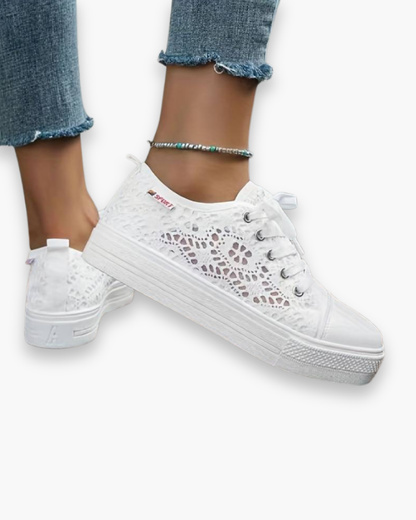Damen Sneaker Atmungsaktives Mesh Elegant Spitze