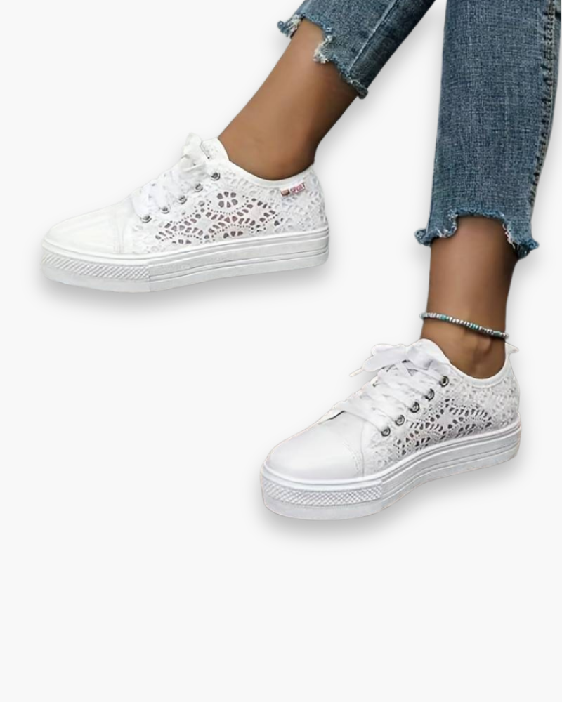 Damen Sneaker Atmungsaktives Mesh Elegant Spitze