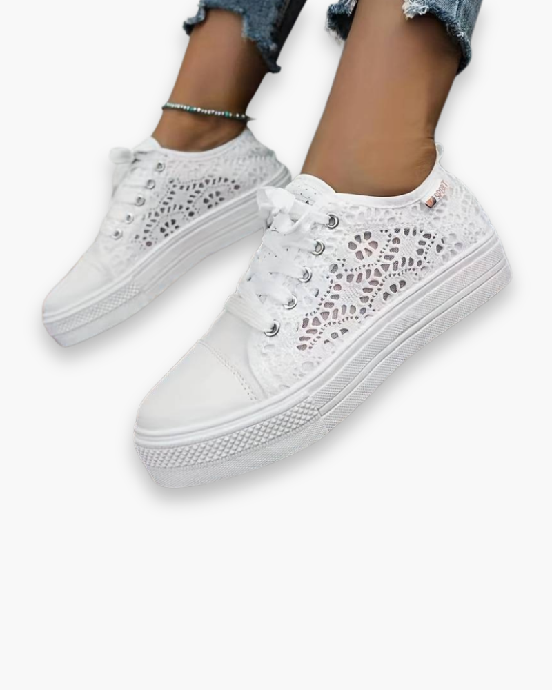 Damen Sneaker Atmungsaktives Mesh Elegant Spitze