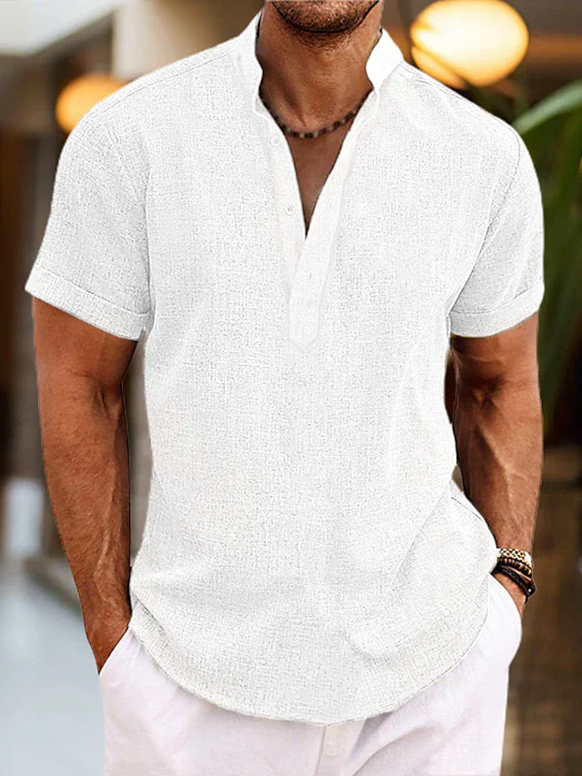 Herren Sommer Henley Kurzarmshirt