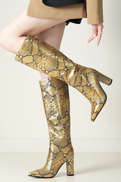 Eve Damen Stiefel Schlangenleder-Optik Gold - Norvielle