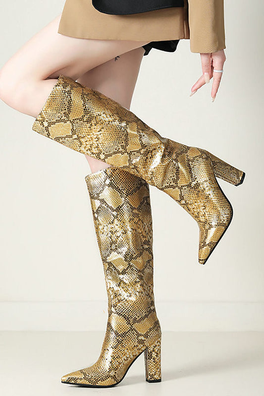 Eve Damen Stiefel Schlangenleder-Optik Gold - Norvielle