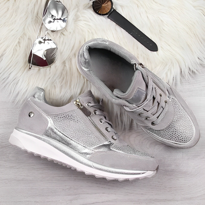Damen Sneaker Reißverschluss Schuhe
