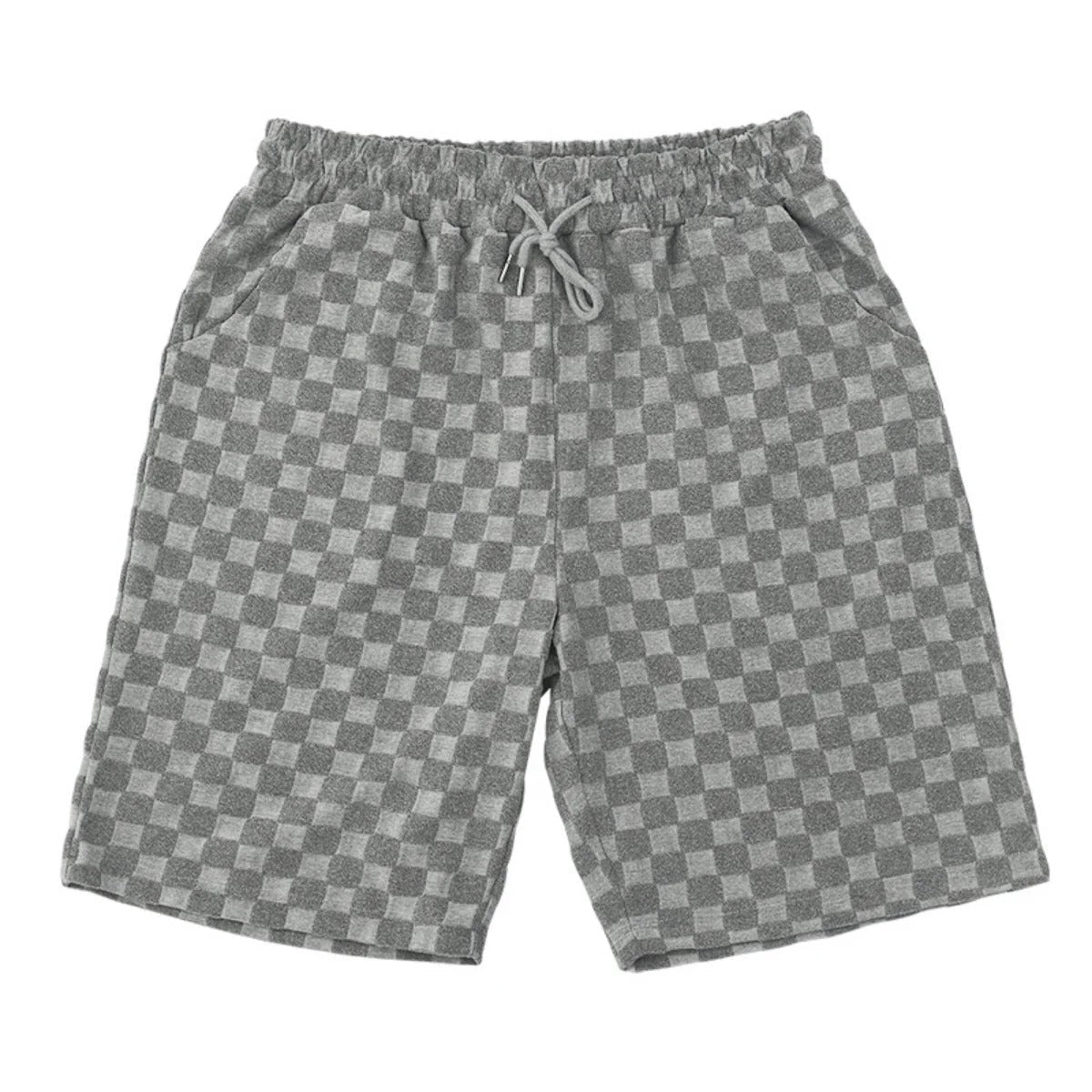Norvielle Damen Kurzarm-Shorts-Set Schachbrettmuster