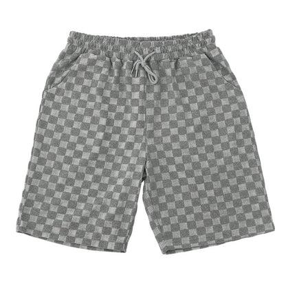 Norvielle Damen Kurzarm-Shorts-Set Schachbrettmuster