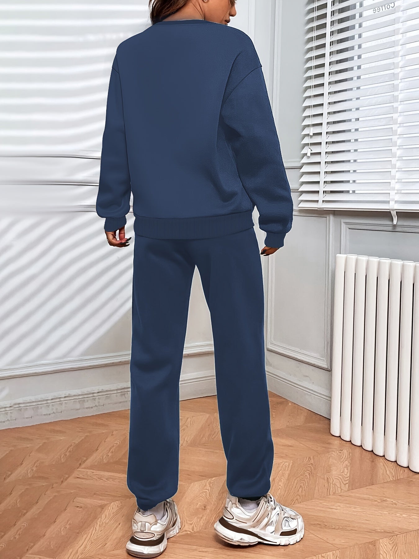 Damen Jogging Set Oversized Sweatshirt Hochtaillierte Jogger Weich