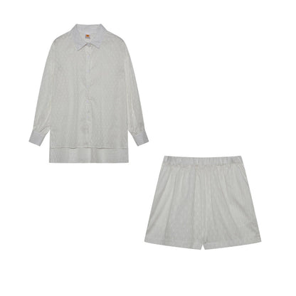 Damen Zweiteiler Oversize Baumwollmix Bluse und Shorts