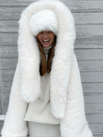 Elyra Damen Faux-Fur-Jacke mit Kapuze