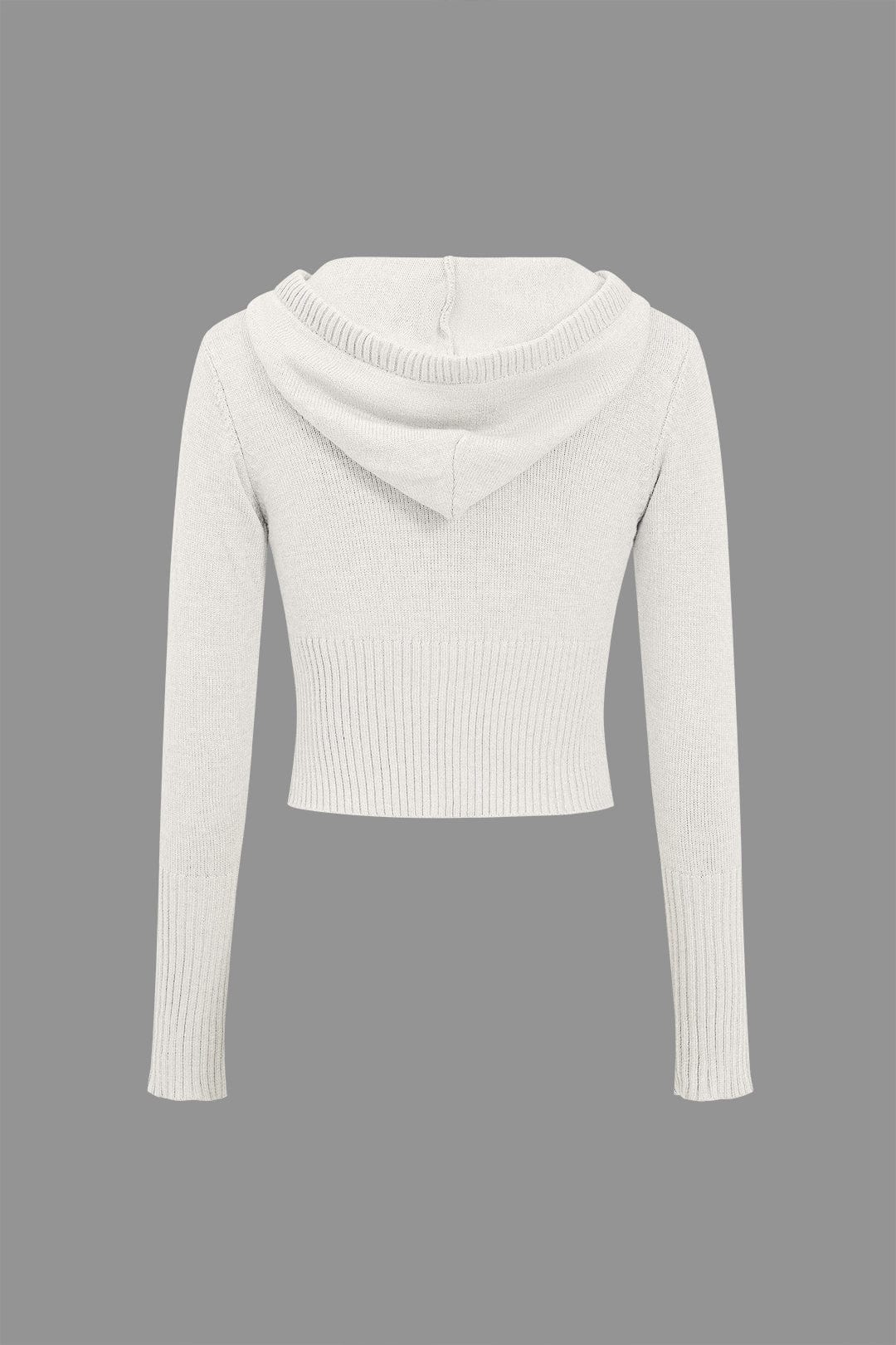Damen Strick-Set Kapuzenjacke Schlaghose