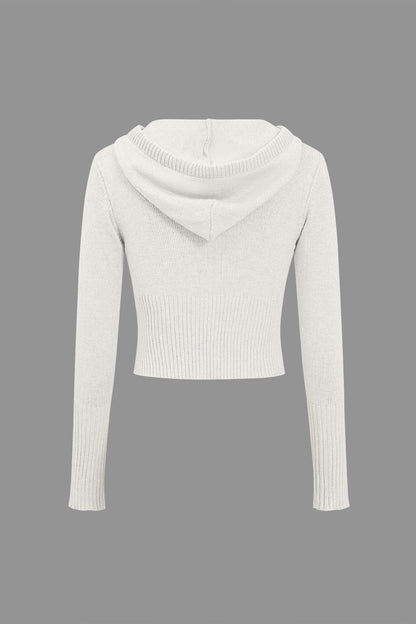 Damen Strick-Set Kapuzenjacke Schlaghose