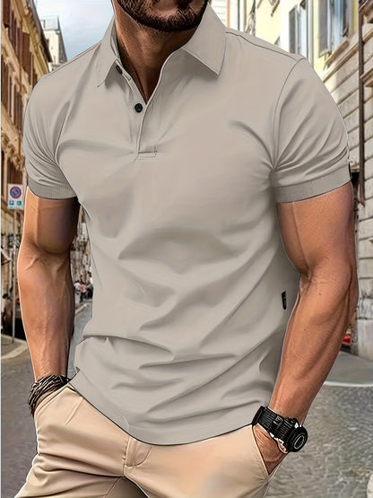 Norvielle Herren Kurzarm-Polo Baumwolle Beige