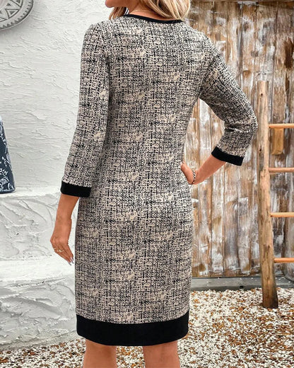 Norvielle Damen Rundhals Schmal Knielang Kleid