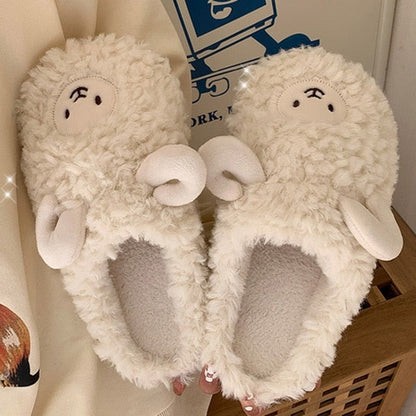 Flauschige Damen Tierpantoffeln Weich Beige