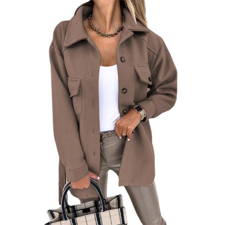 Norvielle Damen Elegante Knopfjacke Mit Taschen