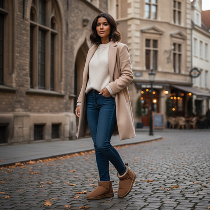 Damen Winterboots Gefüttert Woll-Innenfutter