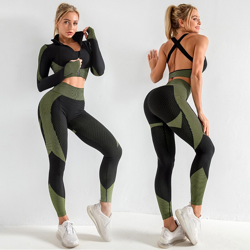 Norvielle Damen Aktivsport-Set 3-teilig Nahtlos - Norvielle
