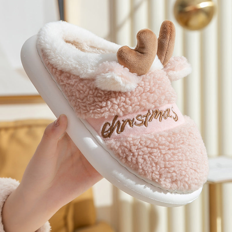Weihnachtspantoffeln Warm Plüsch Antler für Damen Herren →
