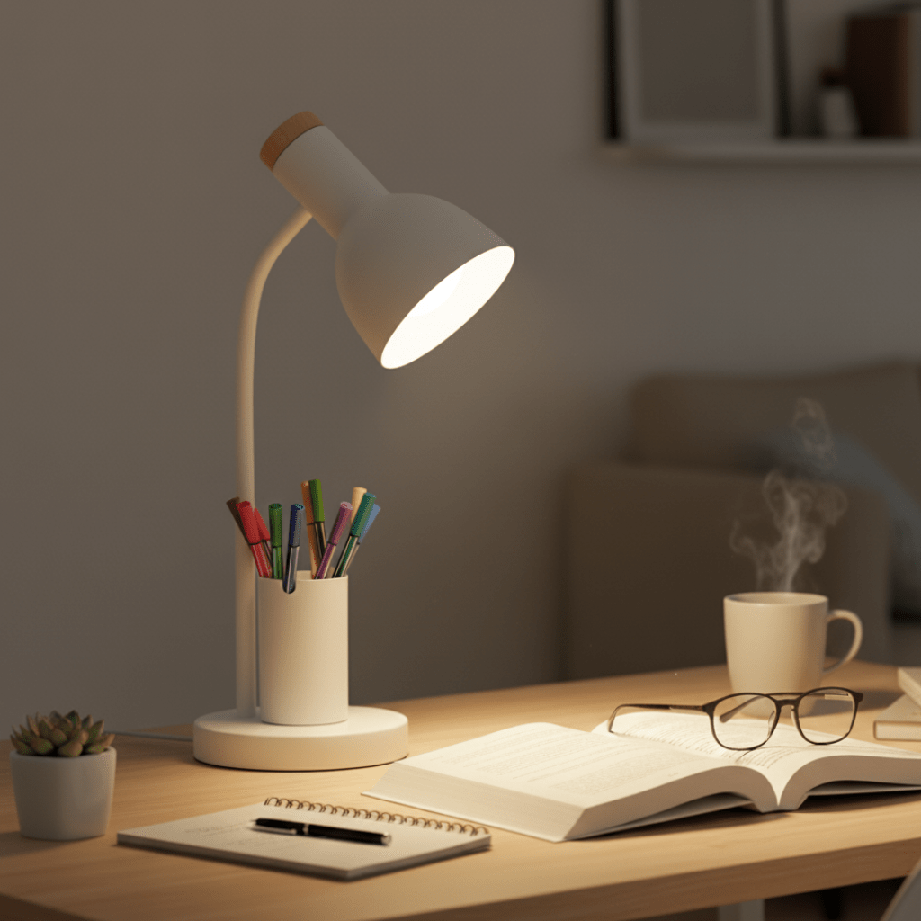 LED Schreibtischlampe mit Stifthalter Schwarz - Norvielle