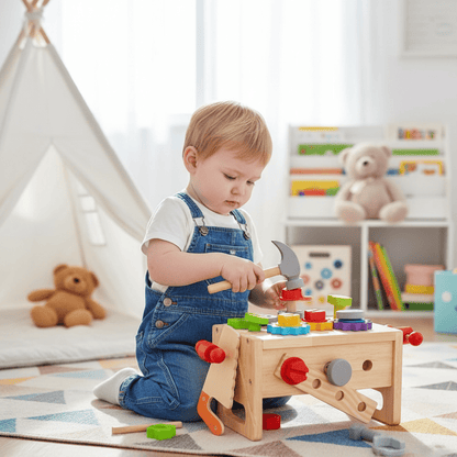 Kinder Werkzeugkasten Holz für kreatives Spielen ab 6 Monaten - Norvielle
