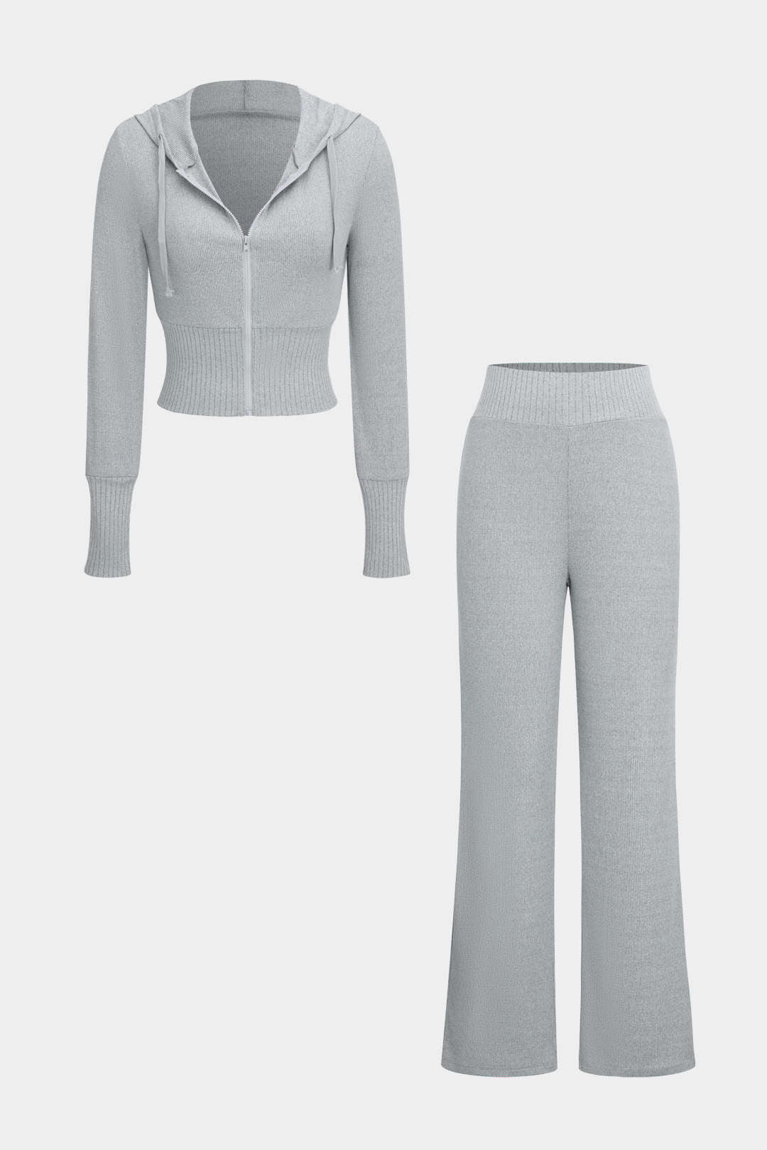 Damen Strick-Zweiteiler-Set Hoodie Weitbein-Hose Kuschelig - Norvielle