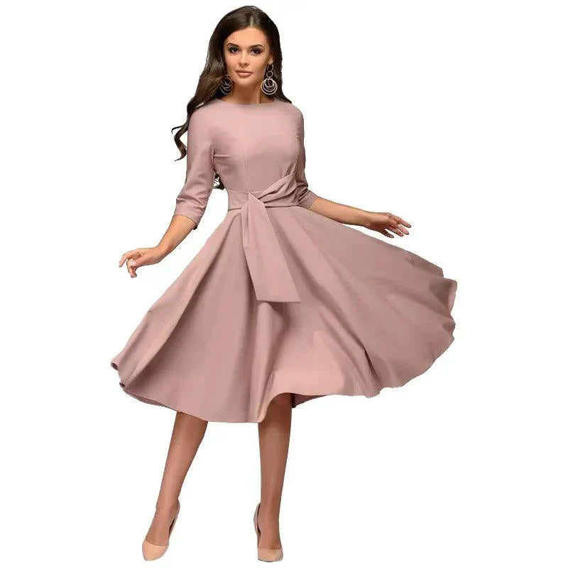 Norvielle Damen Midi-Kleid Feminin Elegant