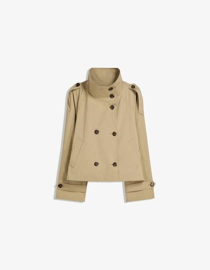 Damen Kurztrenchcoat Taillengürtel Elegantes Design