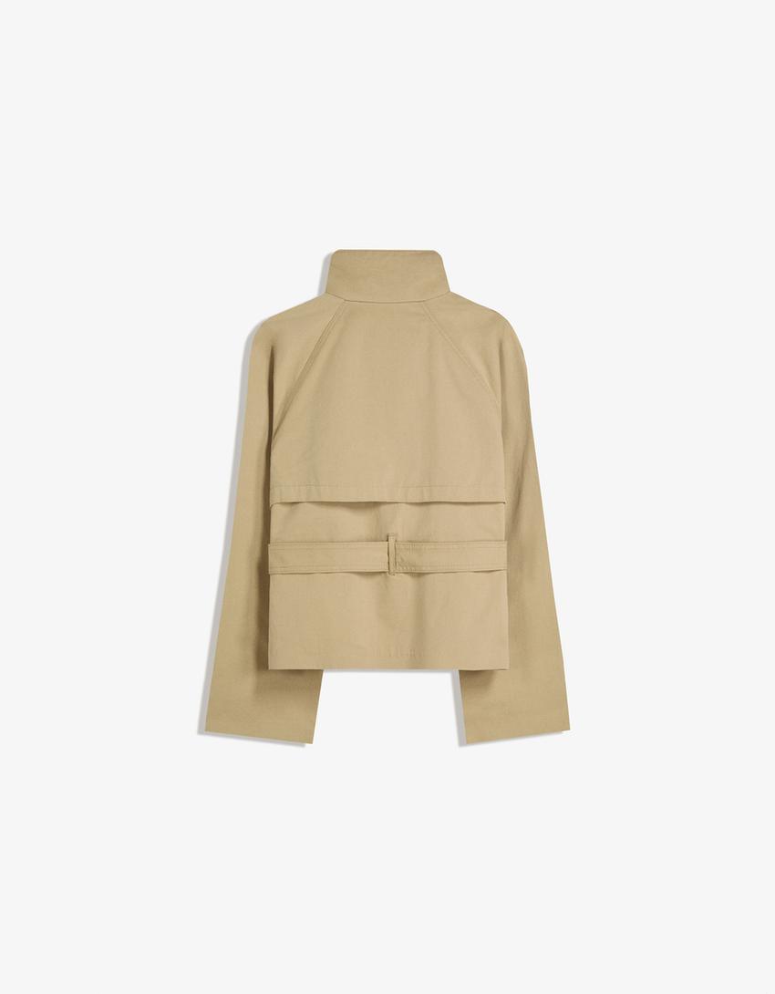 Damen Kurztrenchcoat Taillengürtel Elegantes Design
