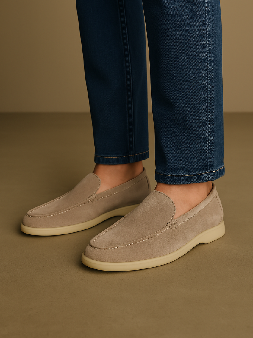 Herren Loafer Echtes Wildleder Beige