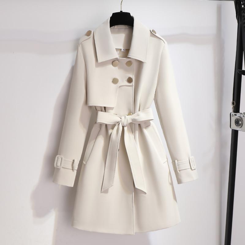 Damen Trenchcoat Langärmelig Schwarz - Norvielle