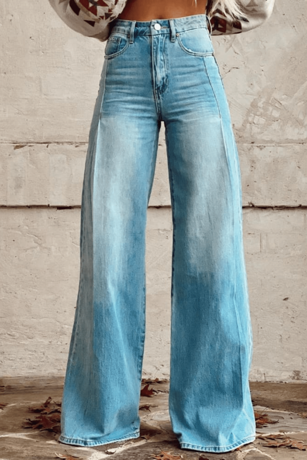 Damen Jeans Weites Bein Denim - Norvielle