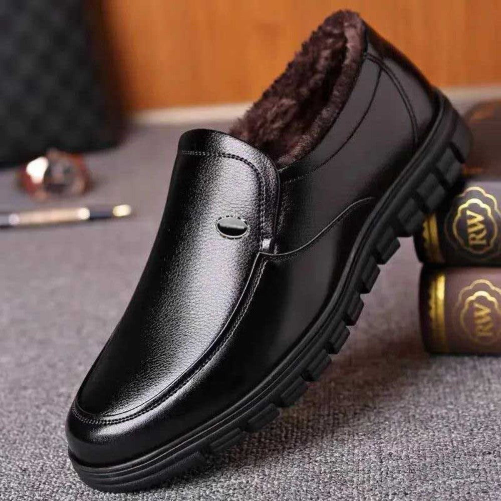 Herren Leder-Winterschlüpfschuhe Schwarz Capo - Norvielle