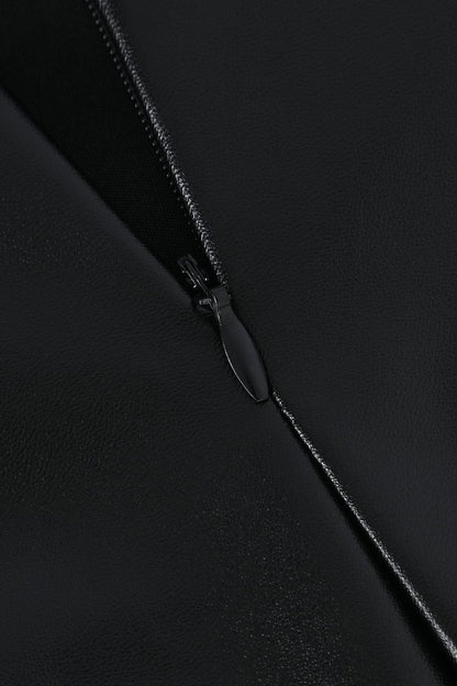 Damen Midirock Kunstleder Asymmetrisch