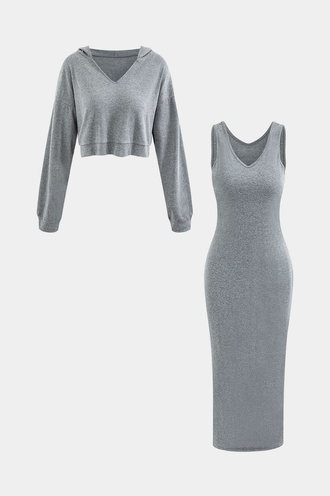 Damen Zweiteiler-Set Hoodie Midi-Kleid Lässig - Norvielle