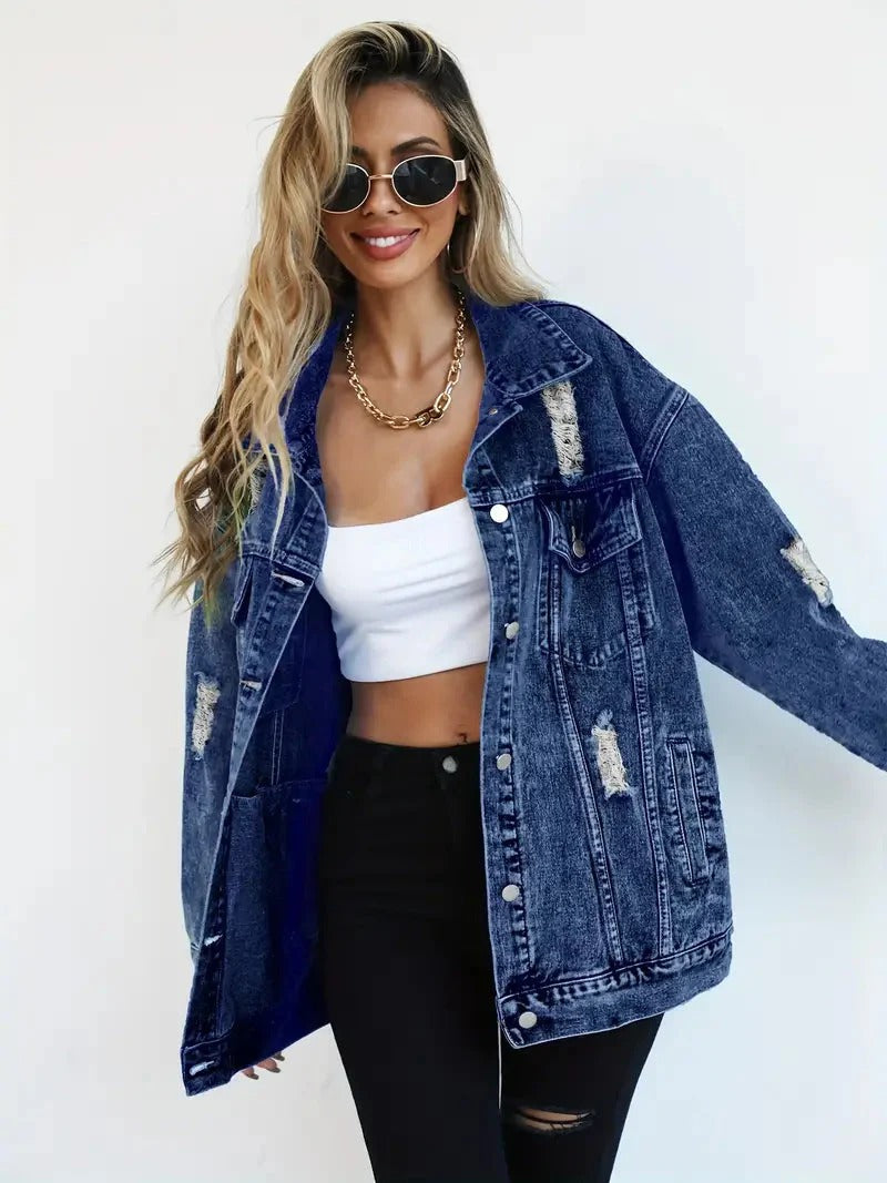 Norvielle Damen Übergröße Jeansjacke