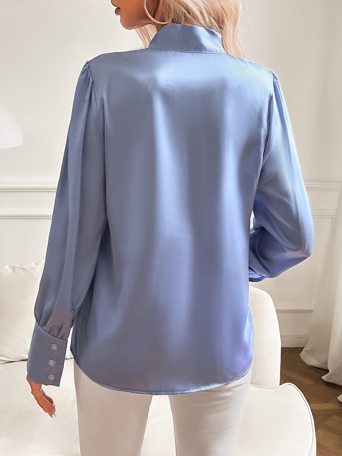 Damen Bluse Strukturierte Ausführung Schleifenkragen