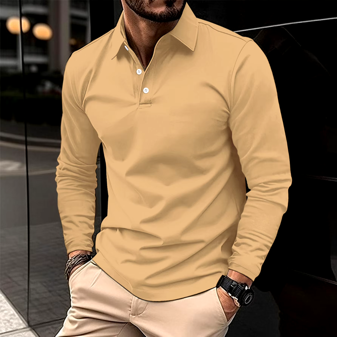 Gideon Herren Langarm-Poloshirt Klassisch